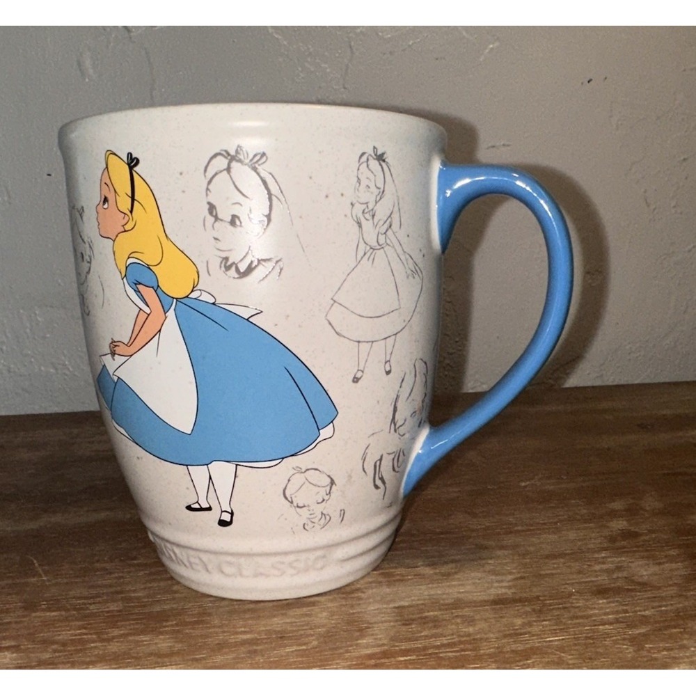 Disney Classic Alice in Wonderland Alice Models Coffee Mug Cup Sketch Drawing